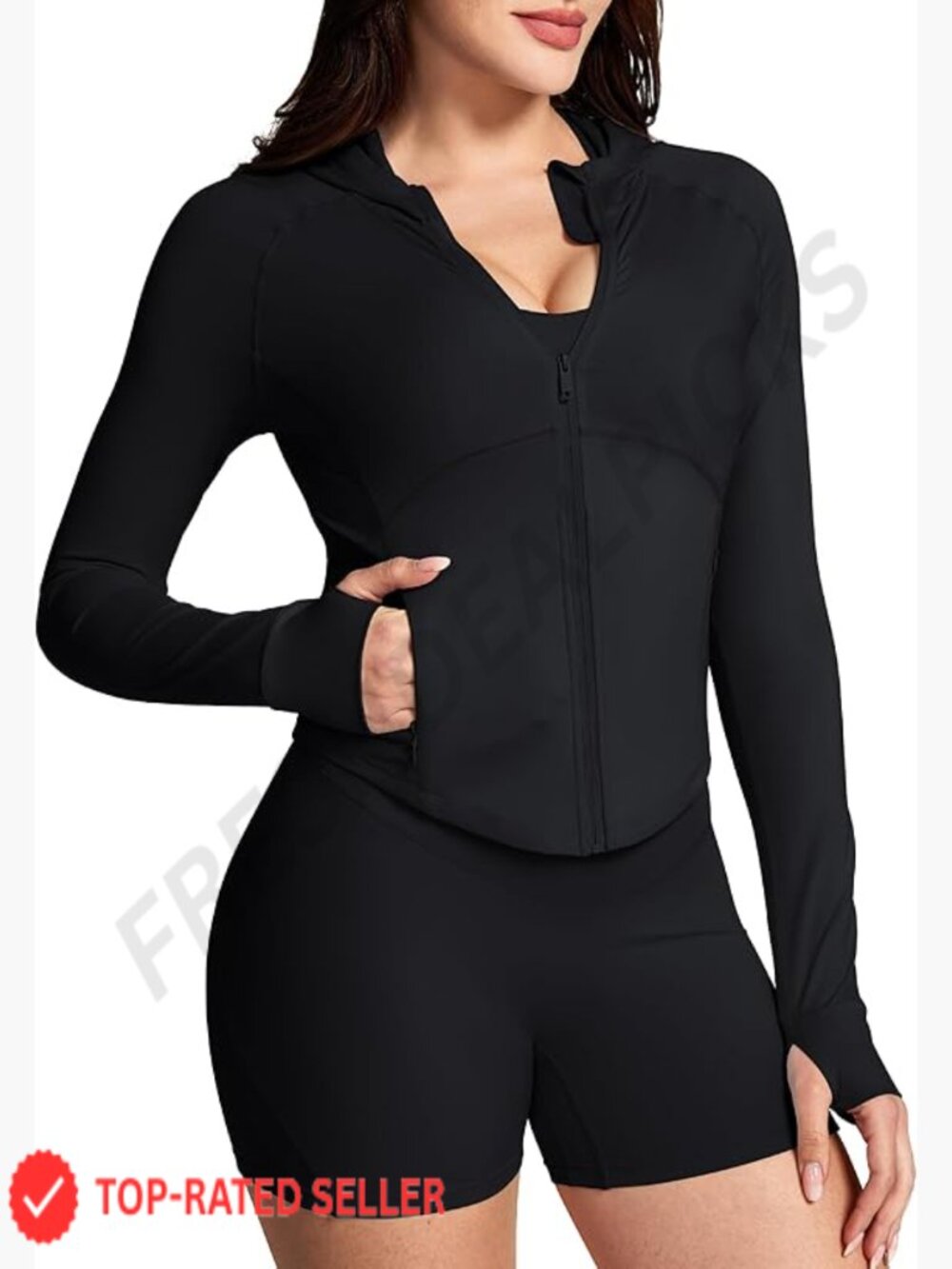 Lightweight UPF 50+ Sun Protection Hoodie Jacket Cropped Long Sleeve with